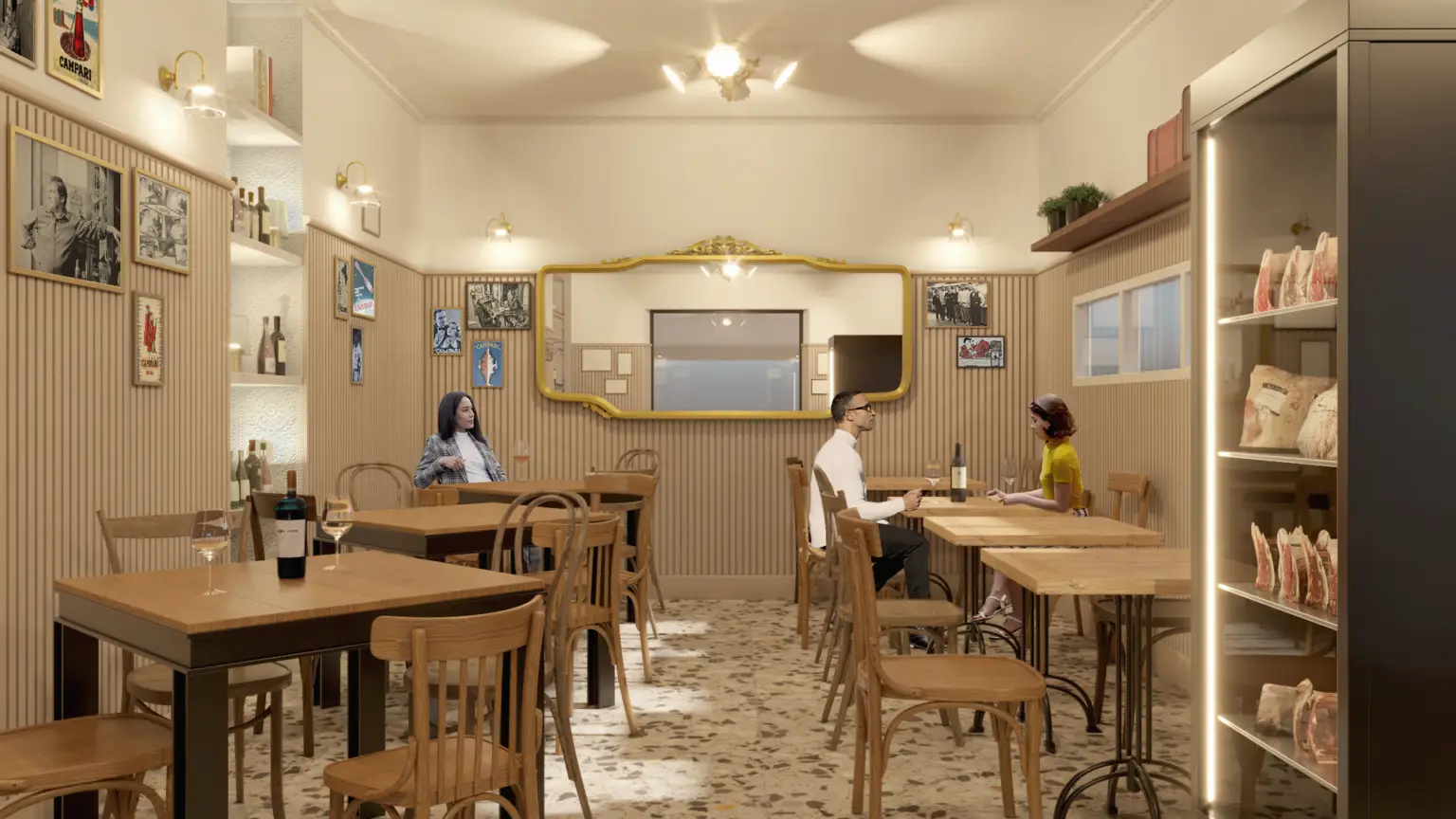 Rendering interni Locale Osteria