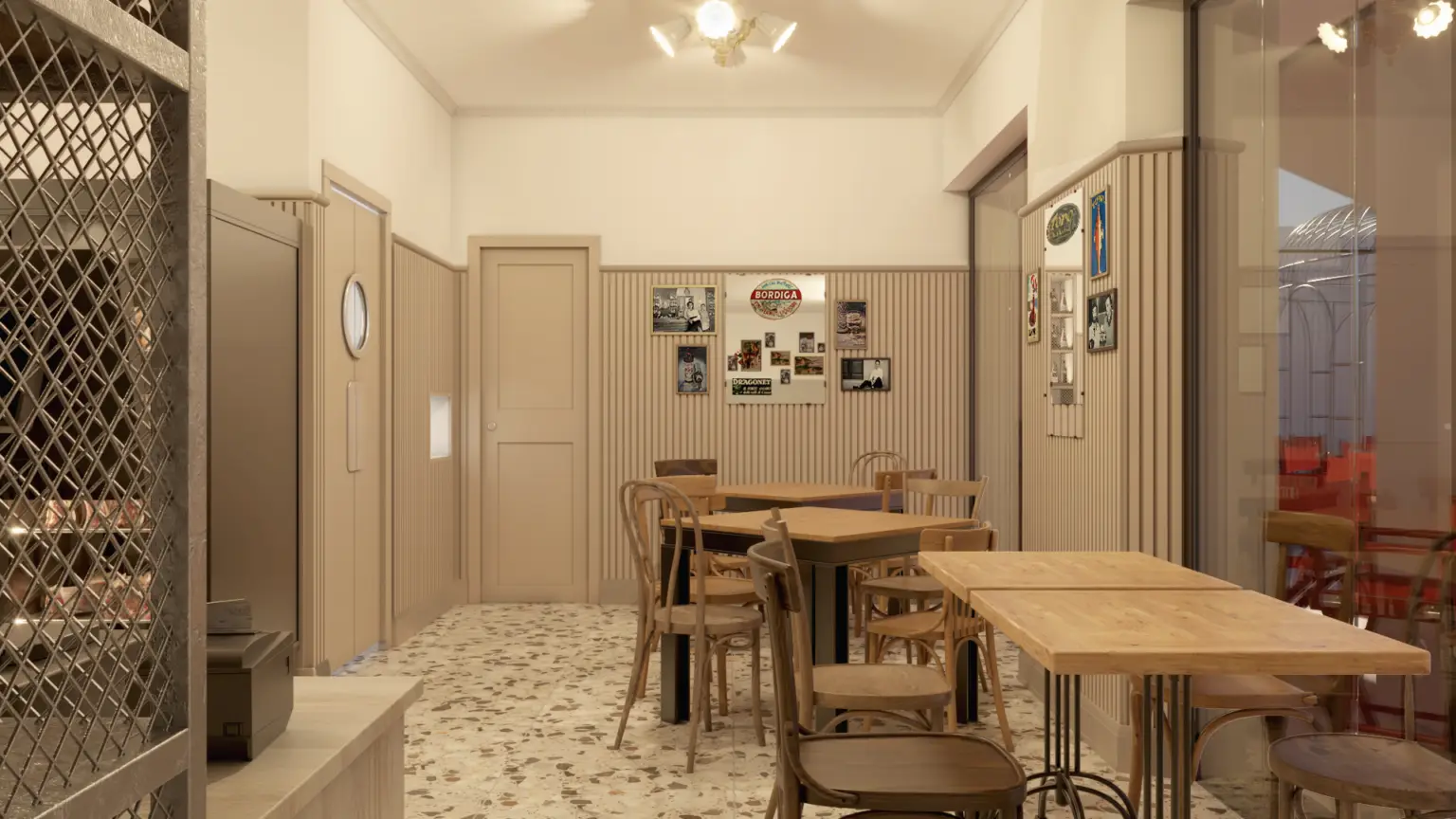 Rendering interni Locale Osteria