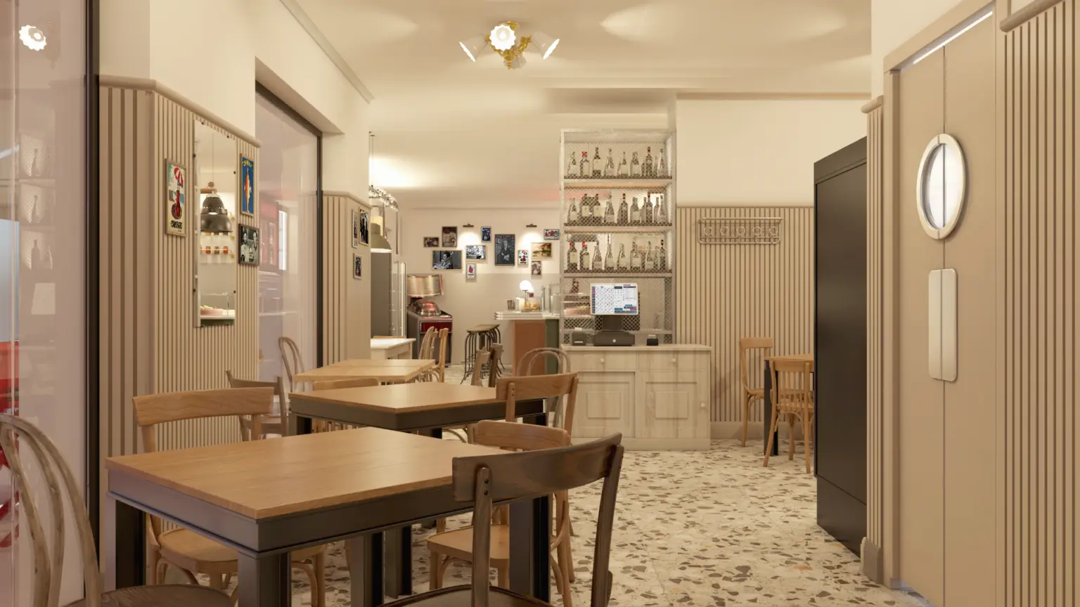 Rendering interni Locale Osteria