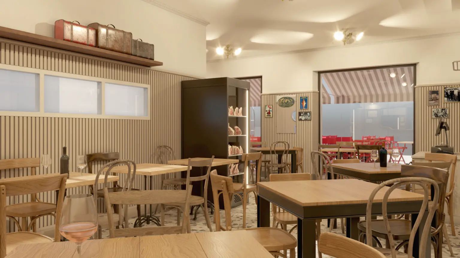 Rendering interni Locale Osteria