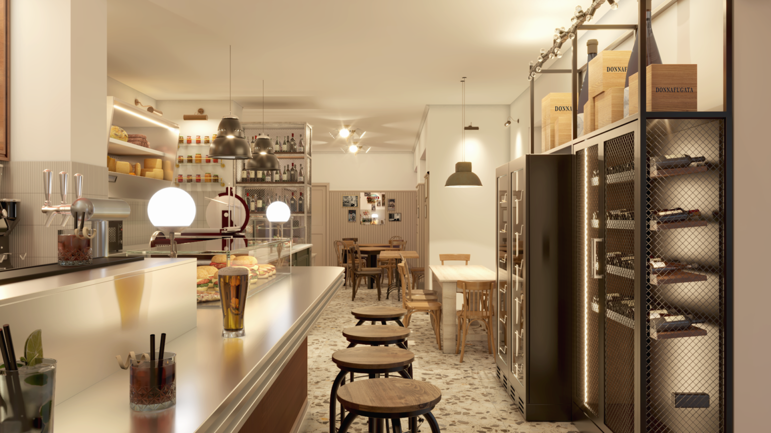 Rendering interni Locale Osteria